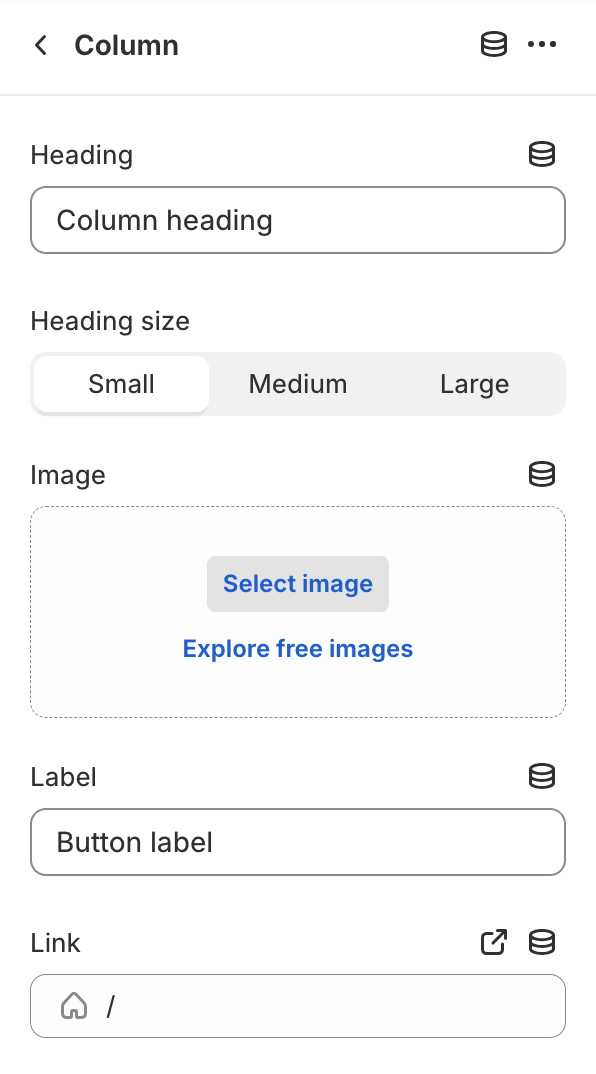 Column block settings