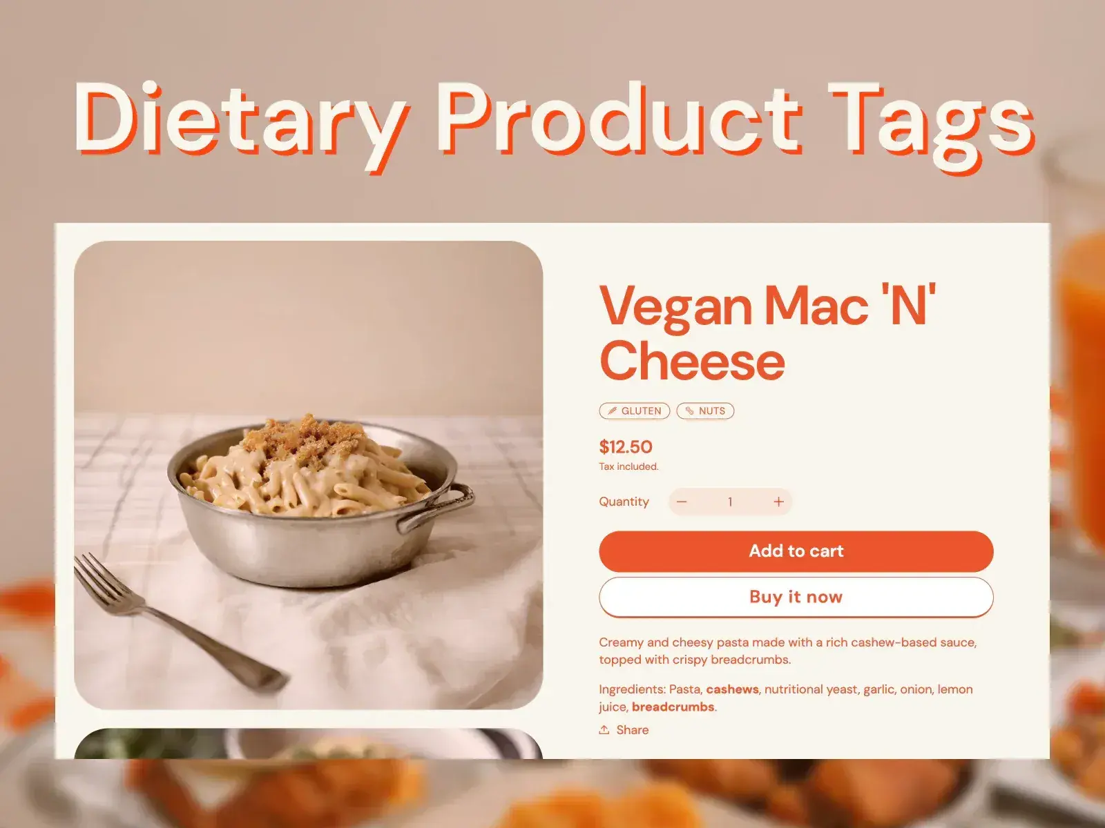 Dietary product tags in the Pantry Shopify theme