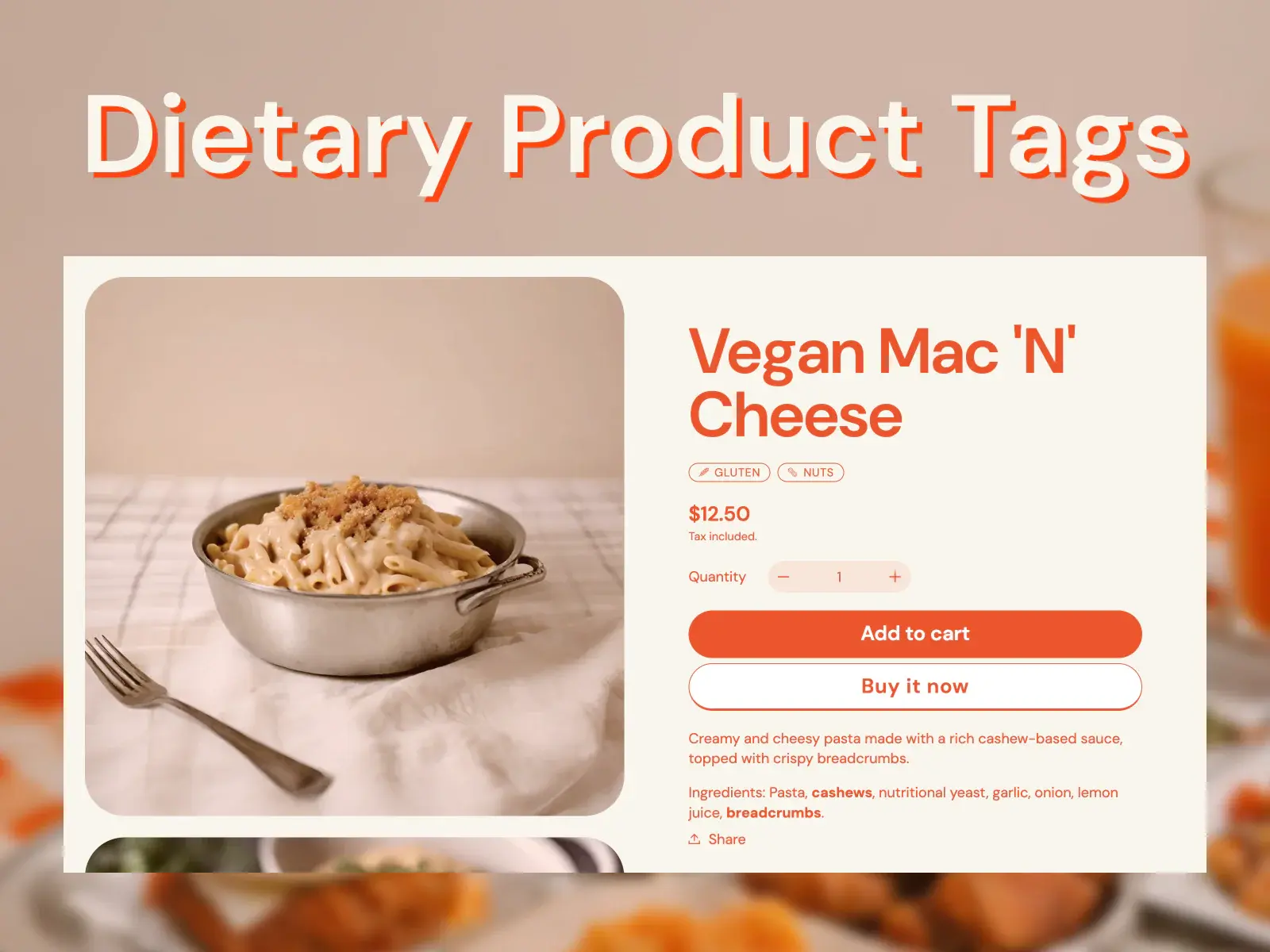 Dietary product tags in the Pantry Shopify theme