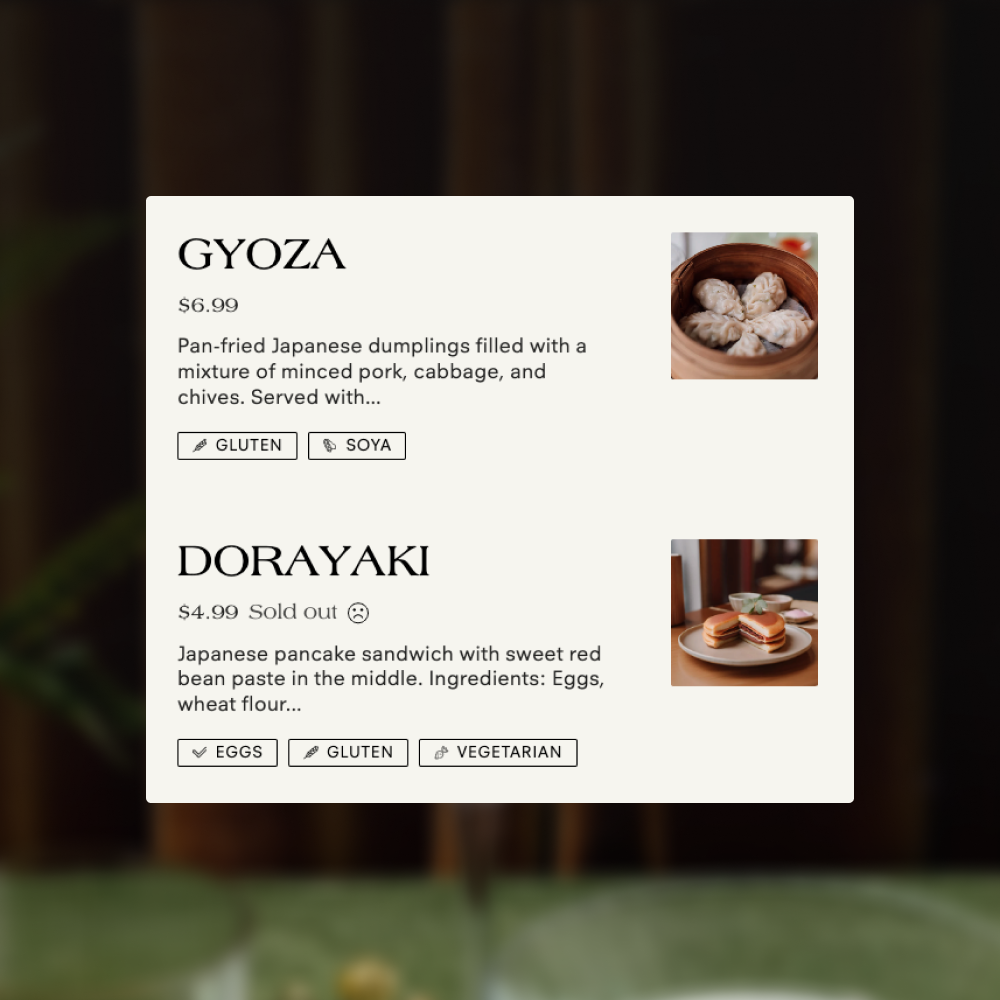 Digital Menu