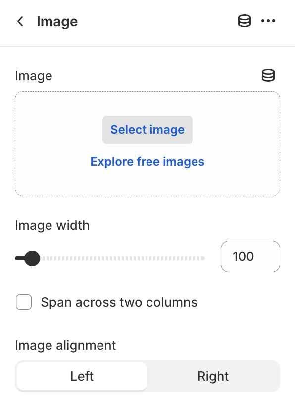 Image block settings