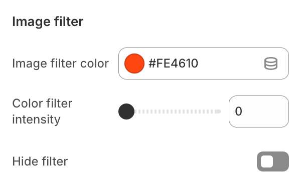 Image filter settings