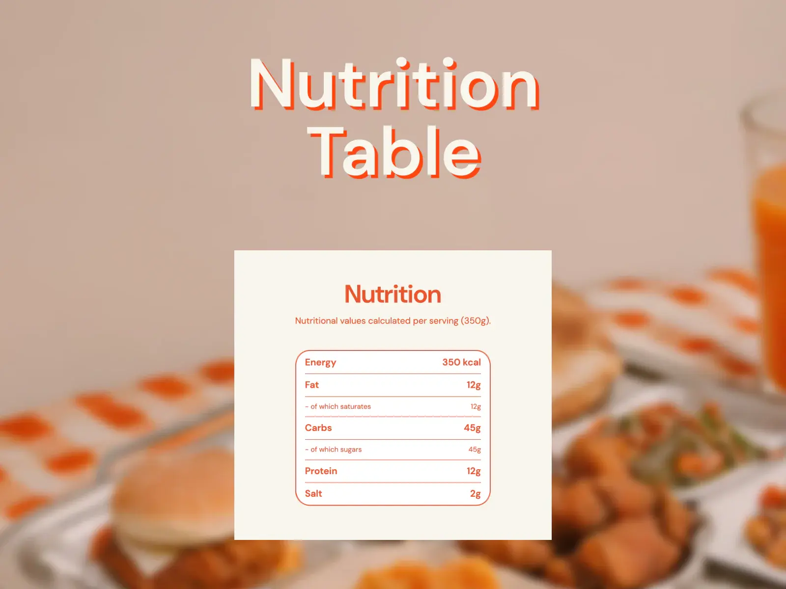 Nutrition table in the Pantry Shopify theme