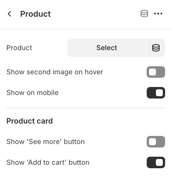 Product block settings