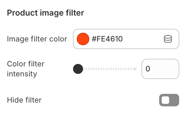 Product image filter settings