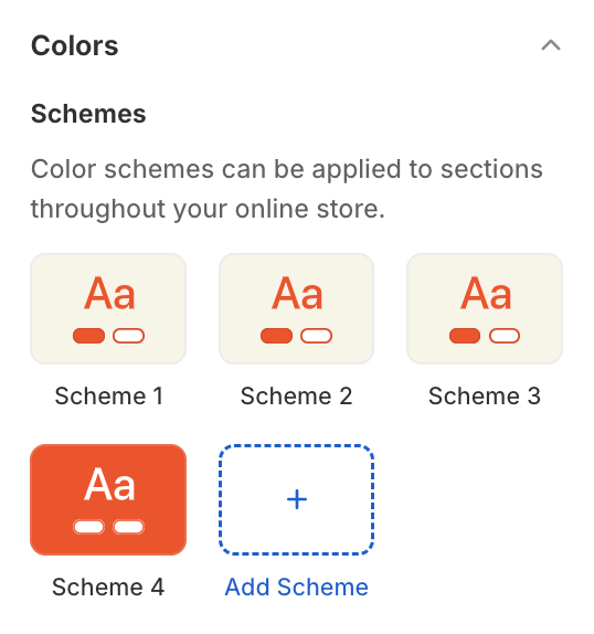 Color schemes settings