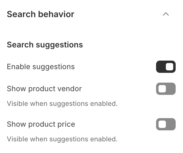 Search behavior settings