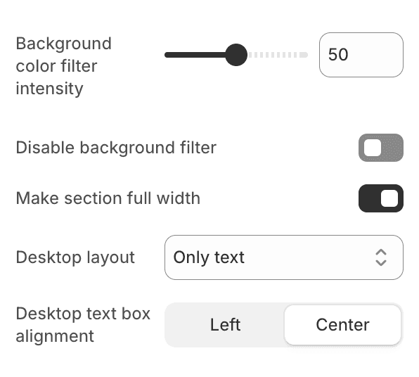 Image banner settings