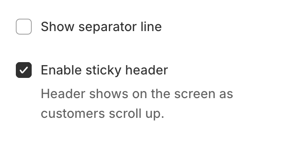 Header section settings