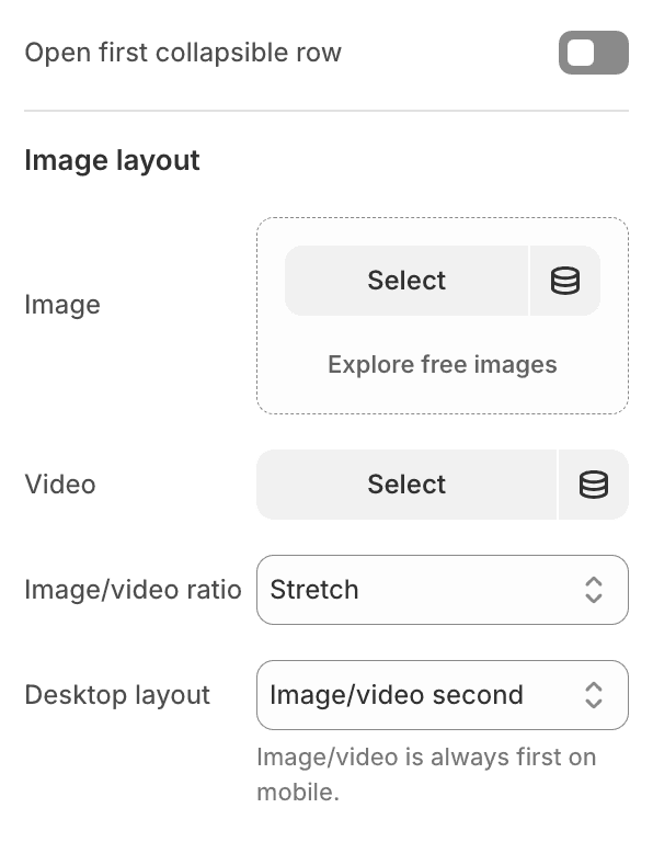 Collapsible content settings