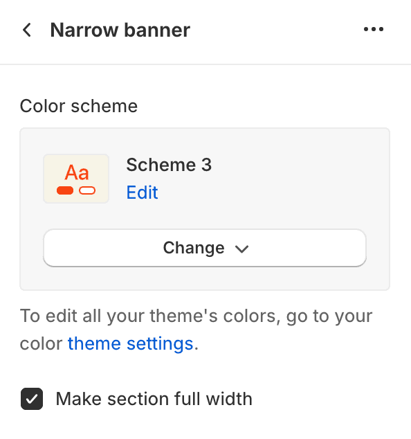 Narrow banner settings