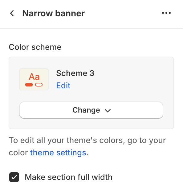 Narrow banner settings