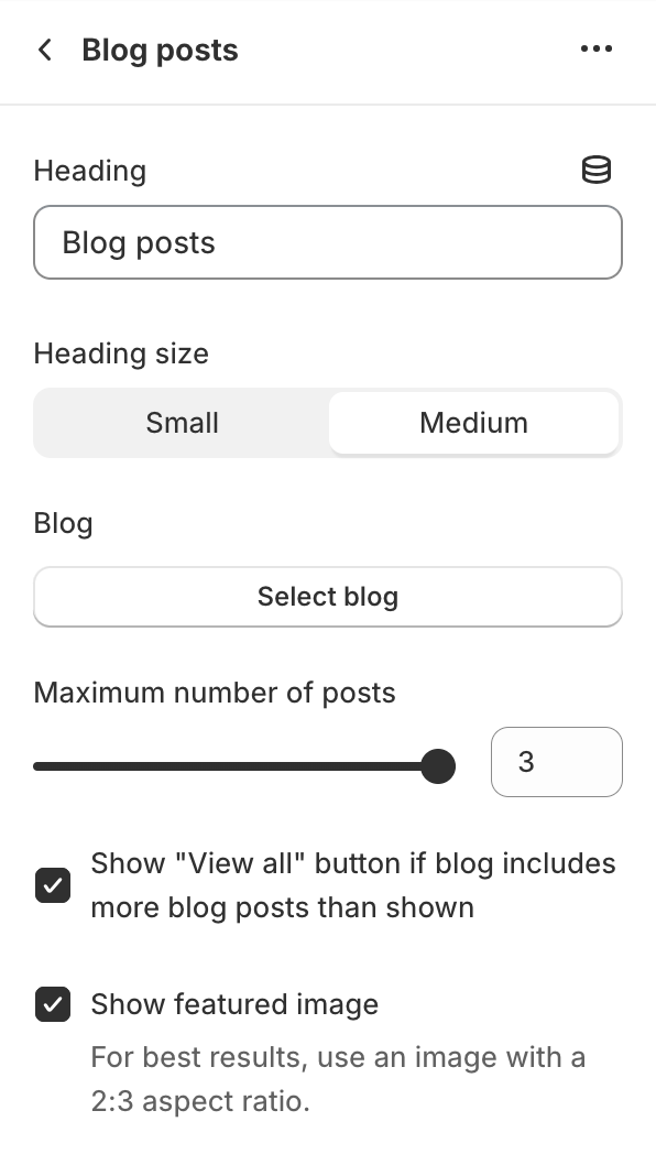 Blog posts settings