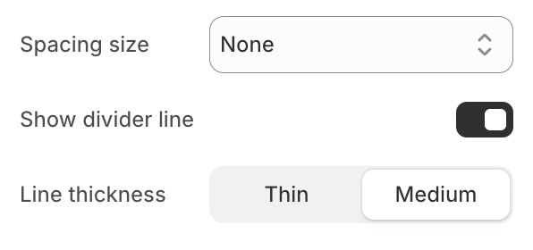 Divider settings