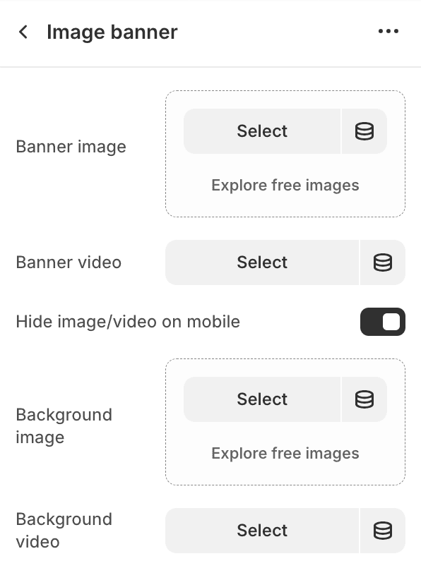 Image banner settings