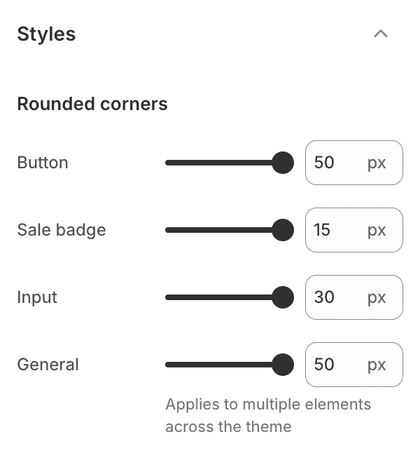 Styles settings