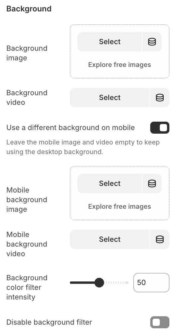 Background settings