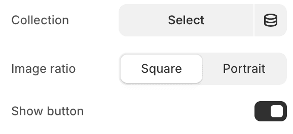 Collection block settings