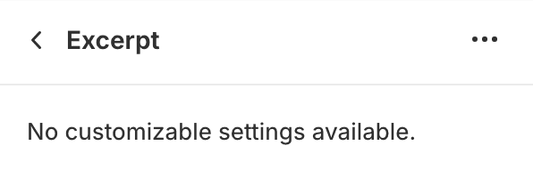 Excerpt block settings
