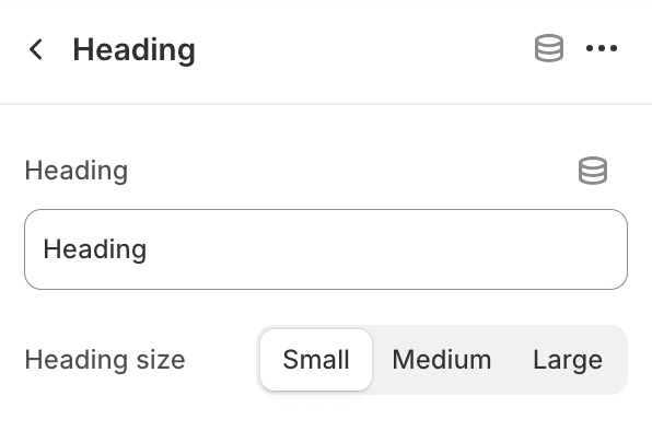 Heading block settings