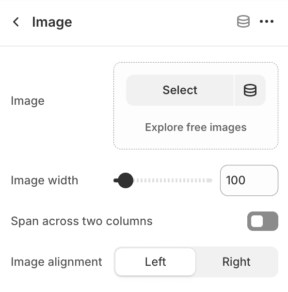 Image block settings