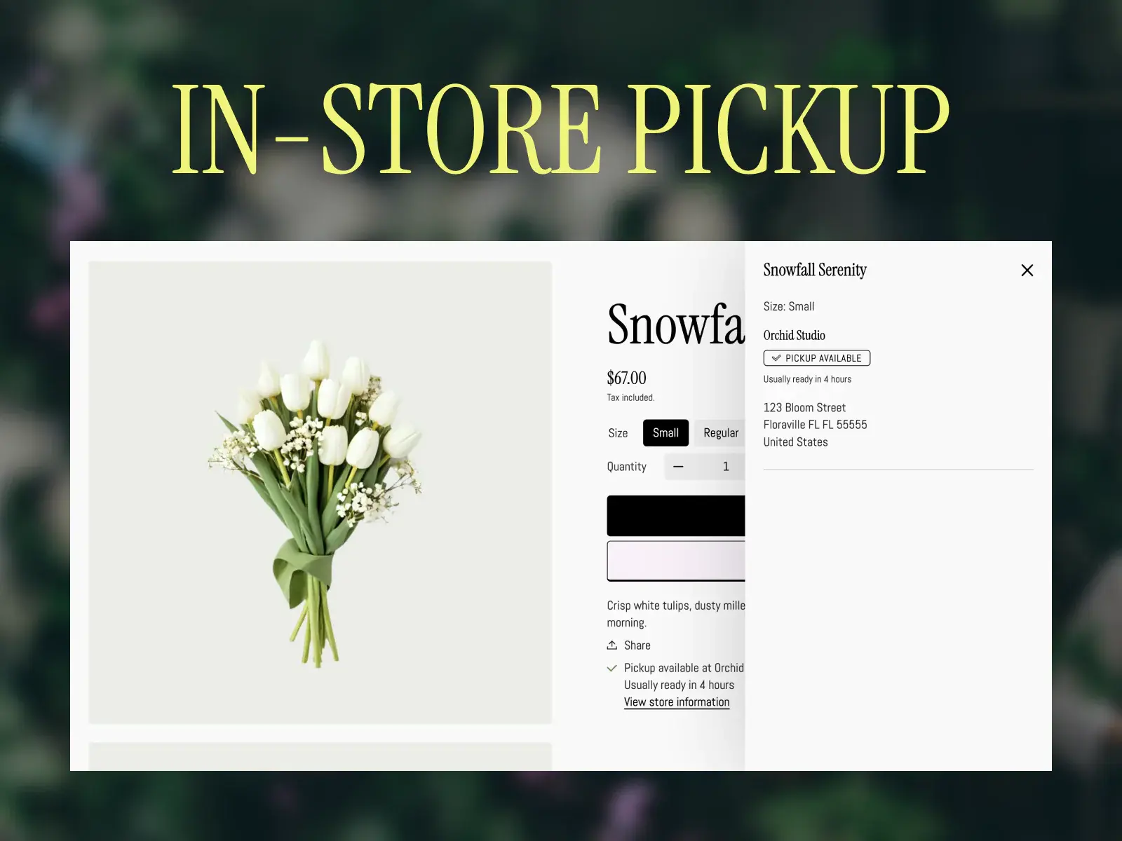 In-store pickup option in the Orchid Shopify theme