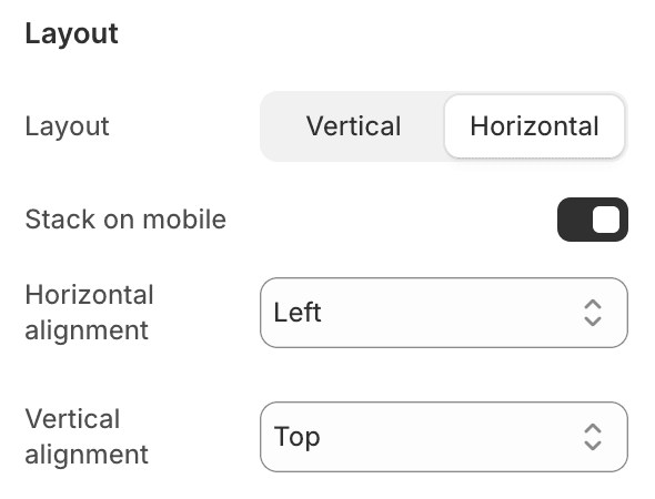 Layout settings