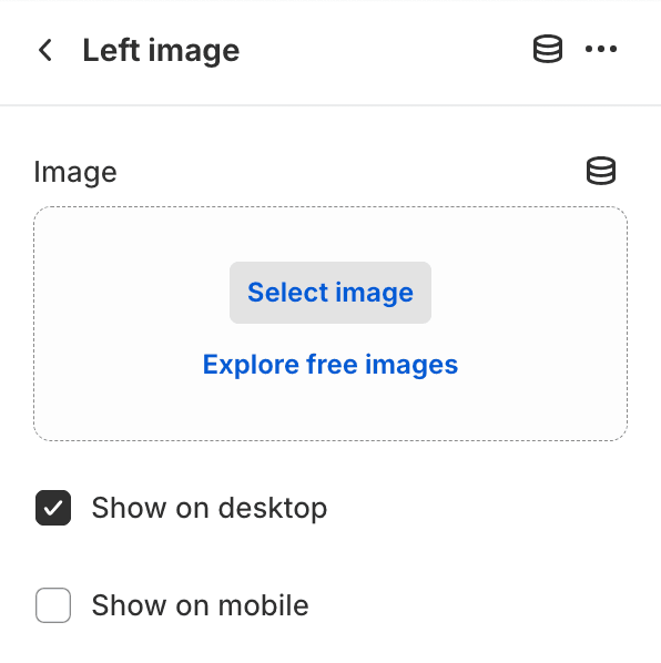 Left image block settings