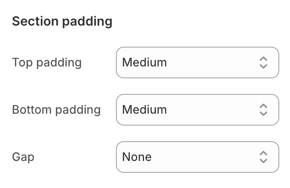 Padding settings