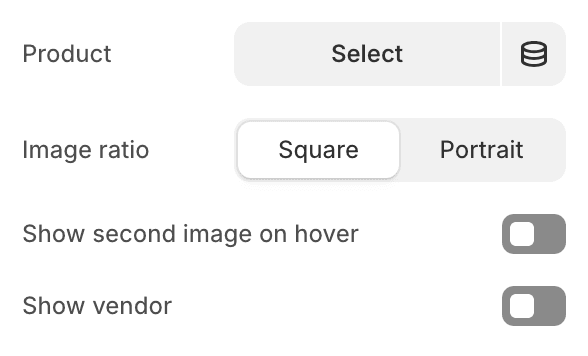 Product block settings