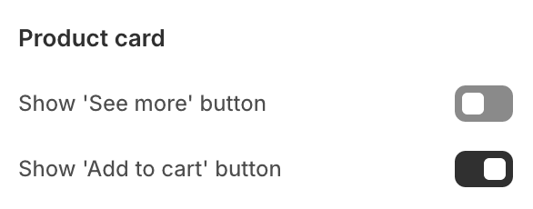 Product card settings