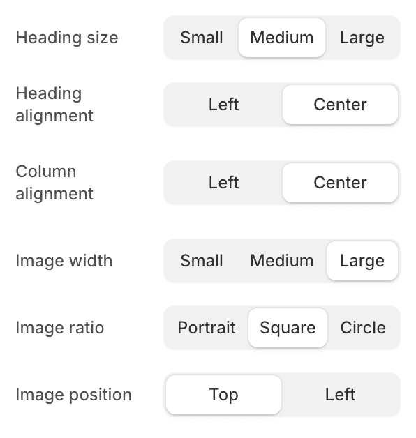 Multicolumn text settings