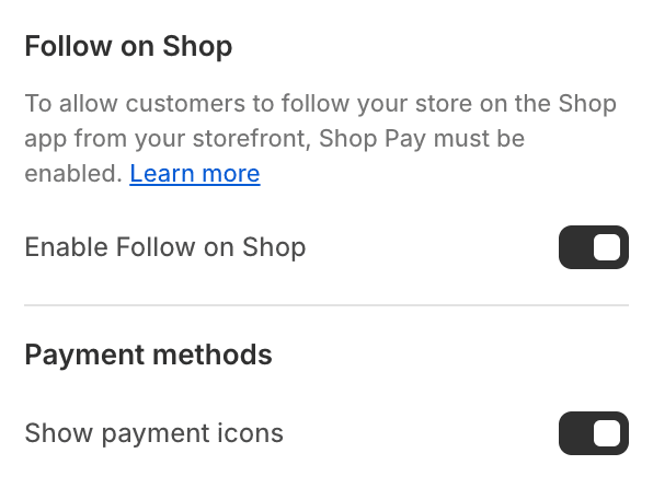 Footer section settings