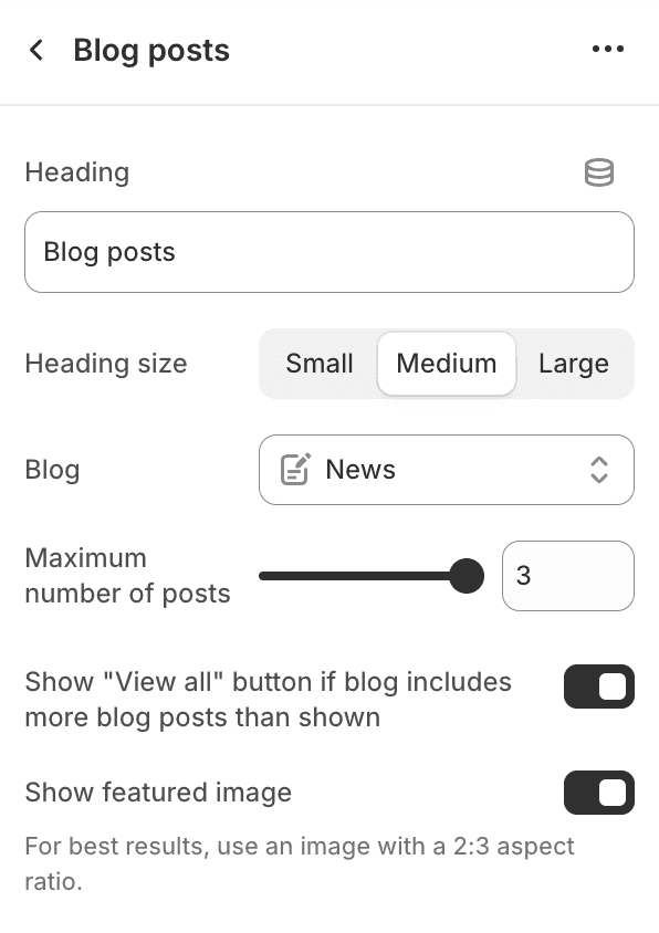 Blog posts settings