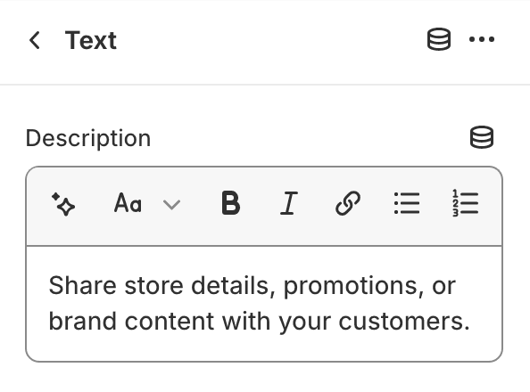 Text block settings