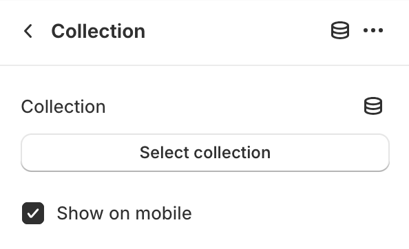 Collection block settings