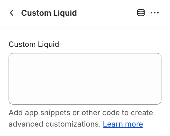 Custom Liquid block settings