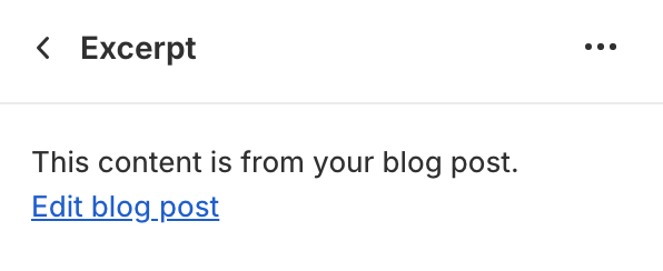 Excerpt block settings