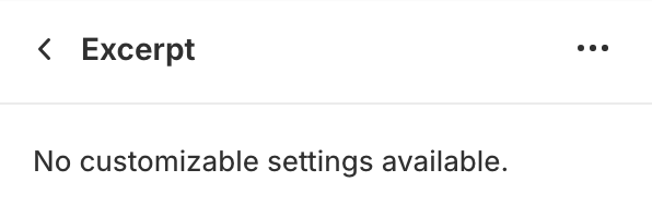 Excerpt block settings