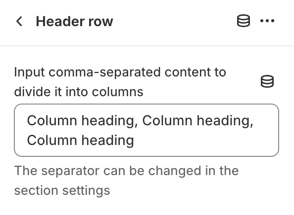 Header row block settings