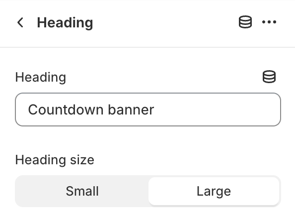 Heading block settings