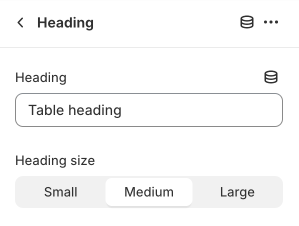 Heading block settings