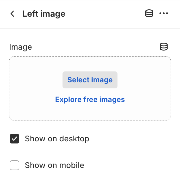 Left image block settings