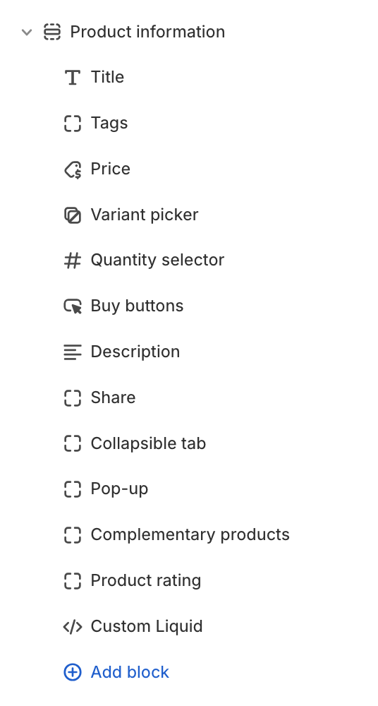 Product information settings