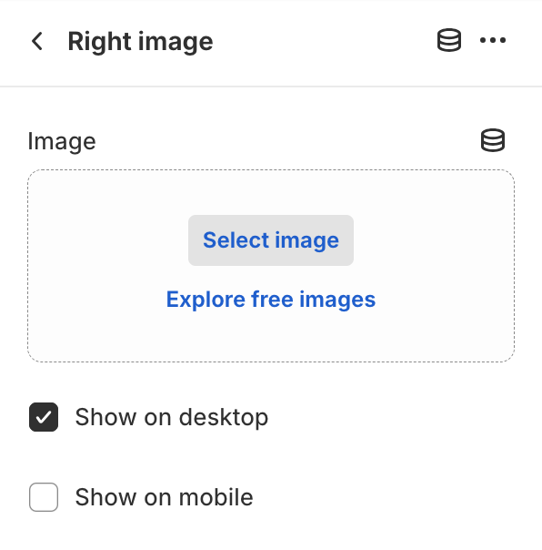 Right image block settings