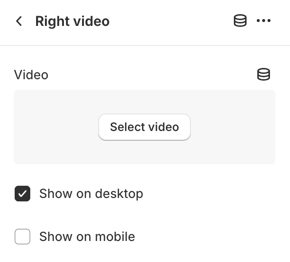 Right video block settings