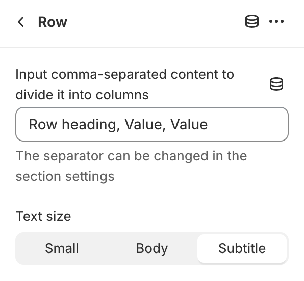 Row block settings