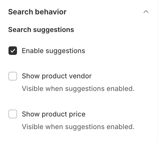 Search behavior settings