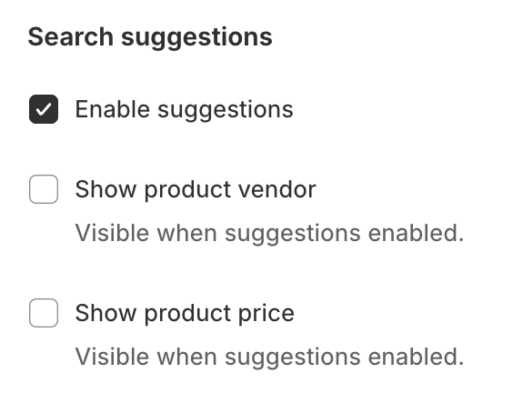 Search results settings