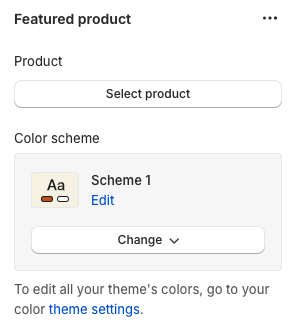 Featured product settings